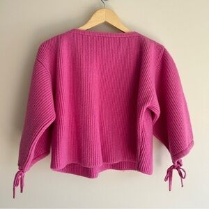 Agnona Wool Sweater Womens Medium Pink Knit Balloon Sleeves Boatneck Boxy